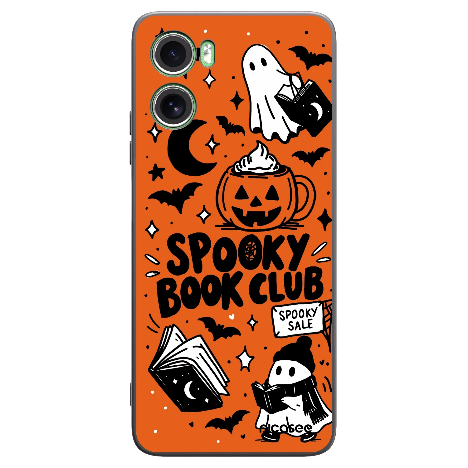 Picasee Μαύρη θήκη σιλικόνης για Motorola Moto G06 - Spooky book club