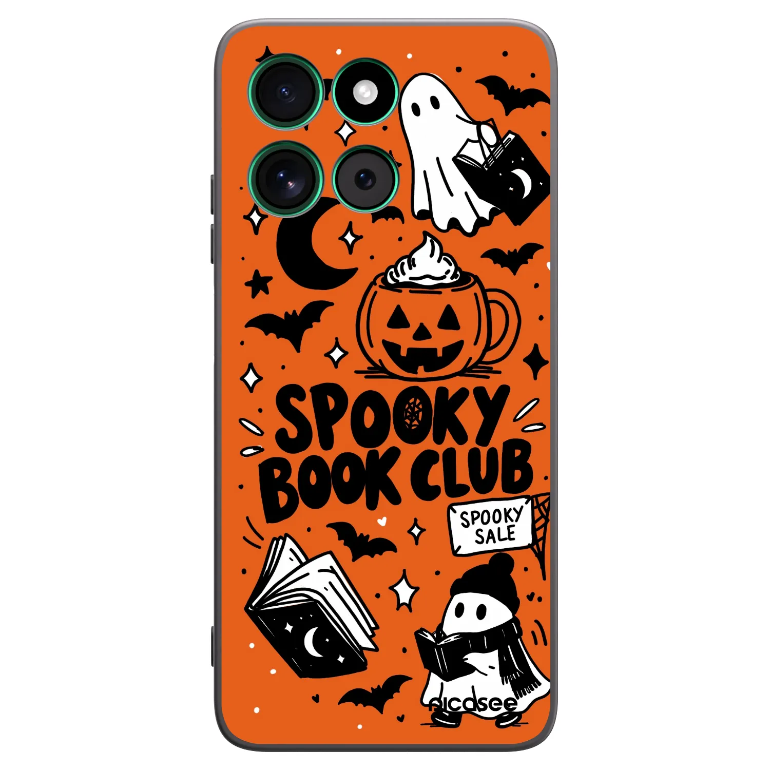 Picasee Μαύρη θήκη σιλικόνης για Motorola Moto G57 Power - Spooky book club