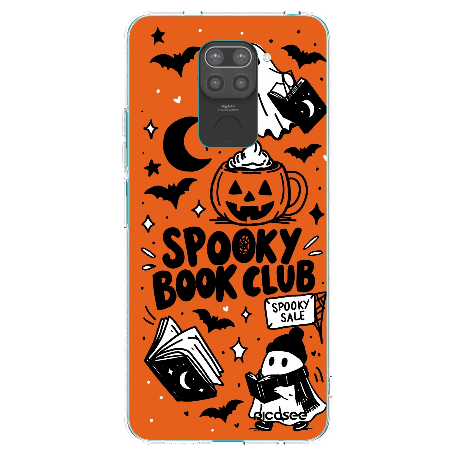 Picasee Μαύρη θήκη σιλικόνης για Xiaomi Redmi Note 9 - Spooky book club