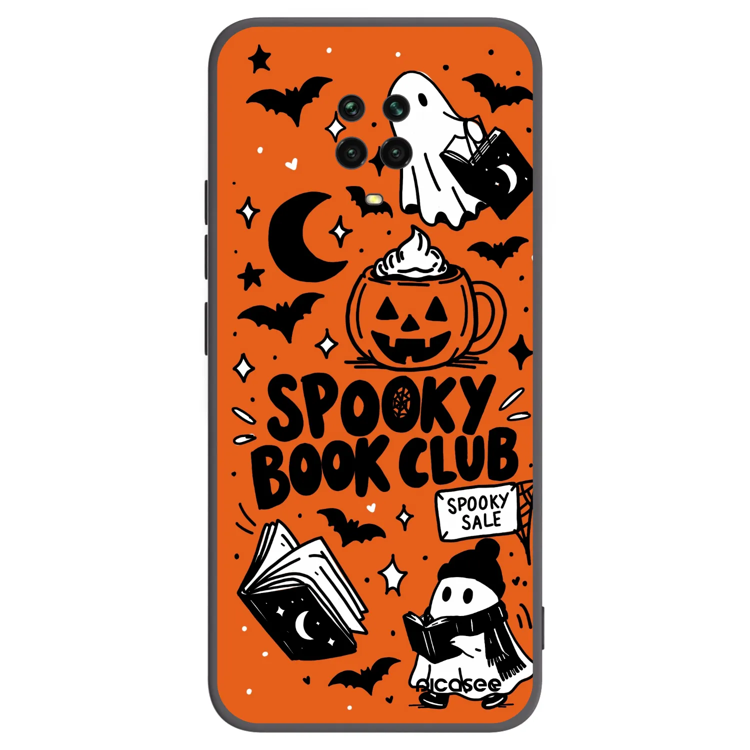 Picasee Μαύρη θήκη σιλικόνης για Xiaomi Redmi Note 9S - Spooky book club