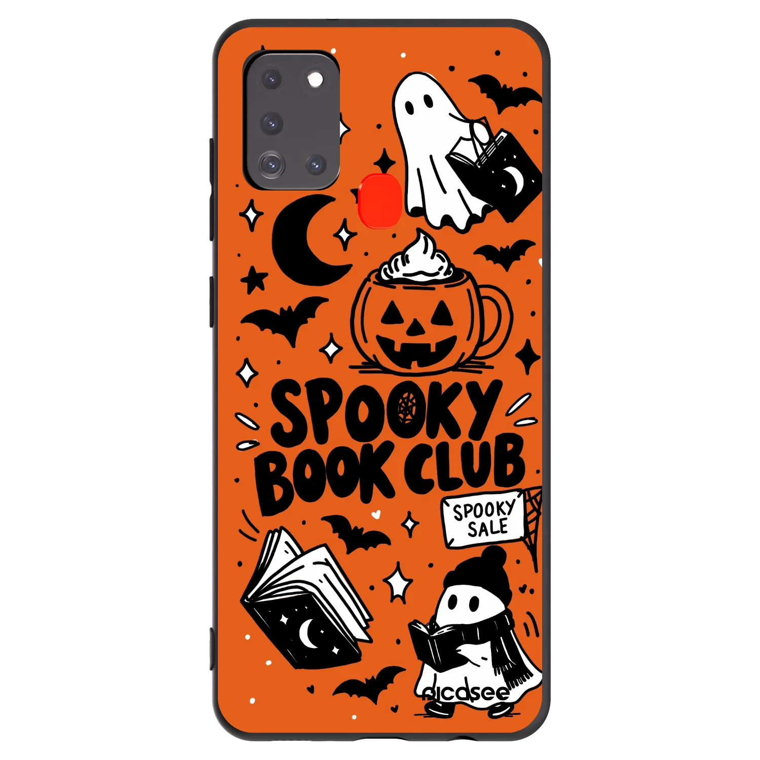 Picasee Μαύρη θήκη σιλικόνης για Samsung Galaxy A21s - Spooky book club