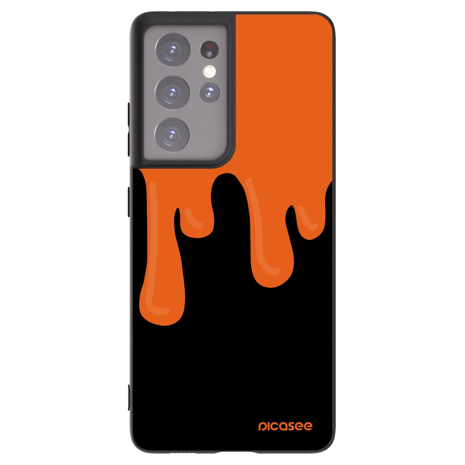 Picasee Μαύρη θήκη σιλικόνης για Samsung Galaxy S21 Ultra 5G G998B - Orange spooky