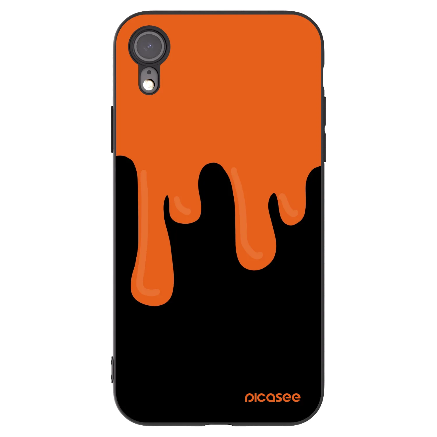 Picasee Μαύρη θήκη σιλικόνης για Apple iPhone XR - Orange spooky