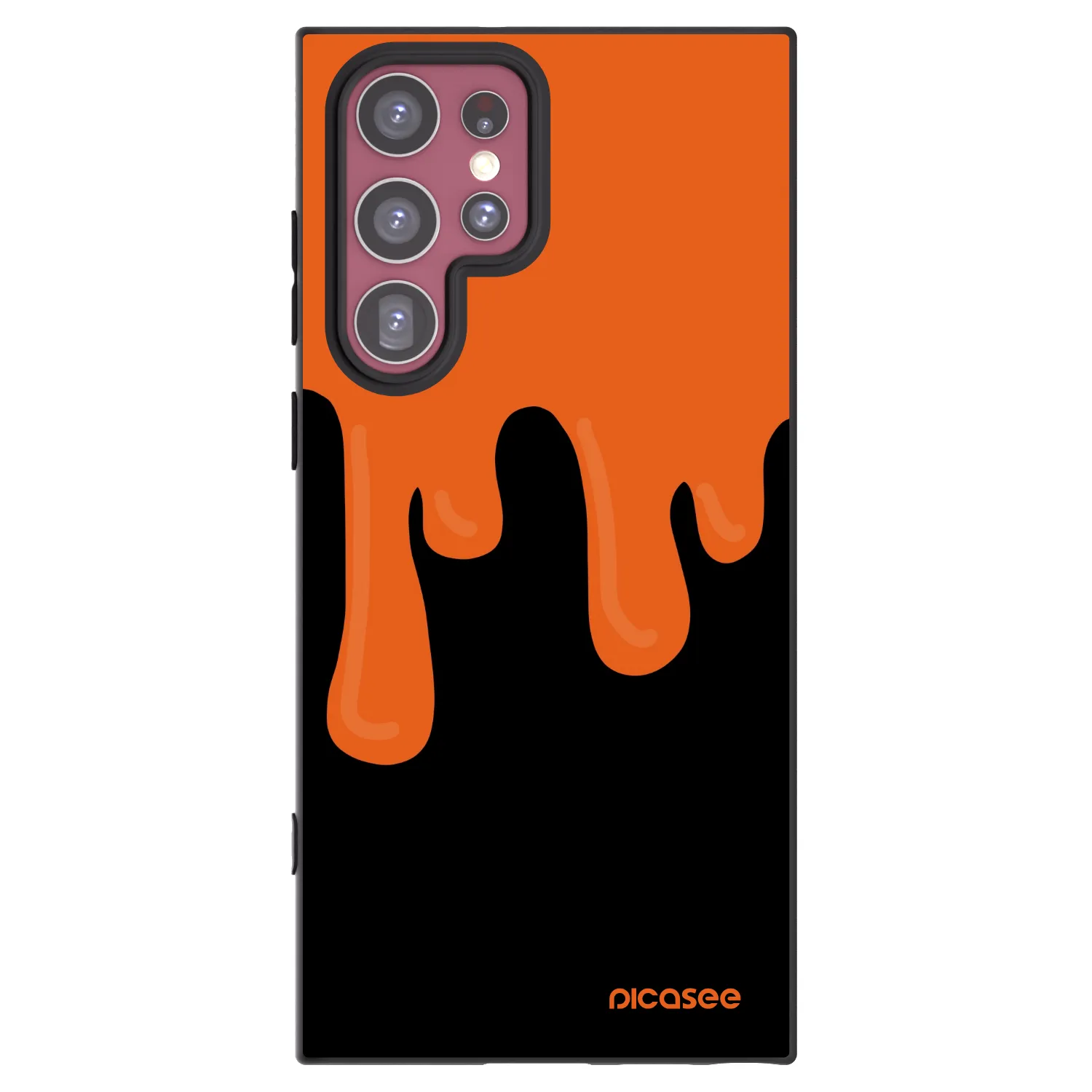 Picasee Μαύρη θήκη σιλικόνης για Samsung Galaxy S22 Ultra 5G - Orange spooky