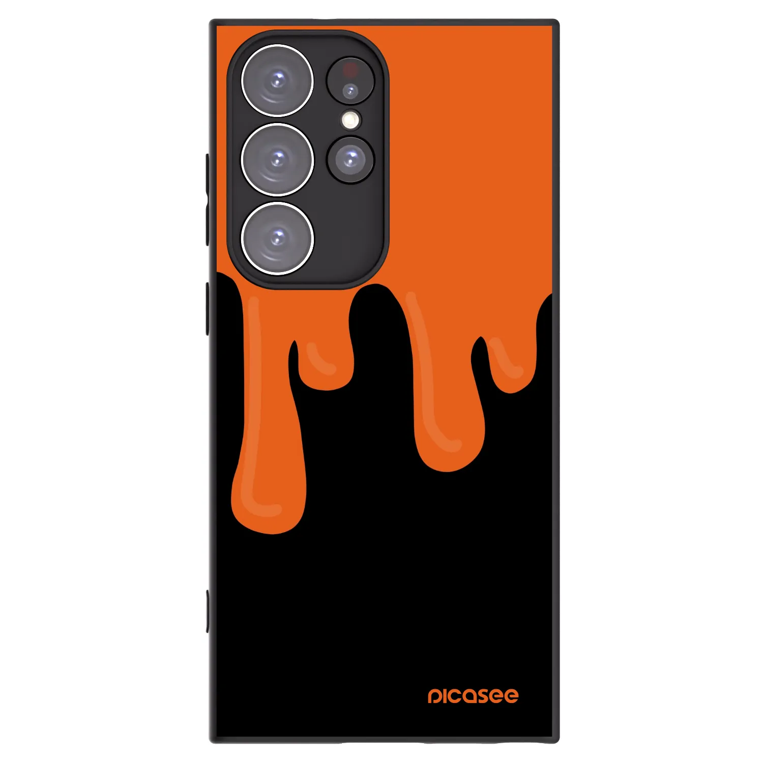 Picasee Μαύρη θήκη σιλικόνης για Samsung Galaxy S23 Ultra 5G - Orange spooky