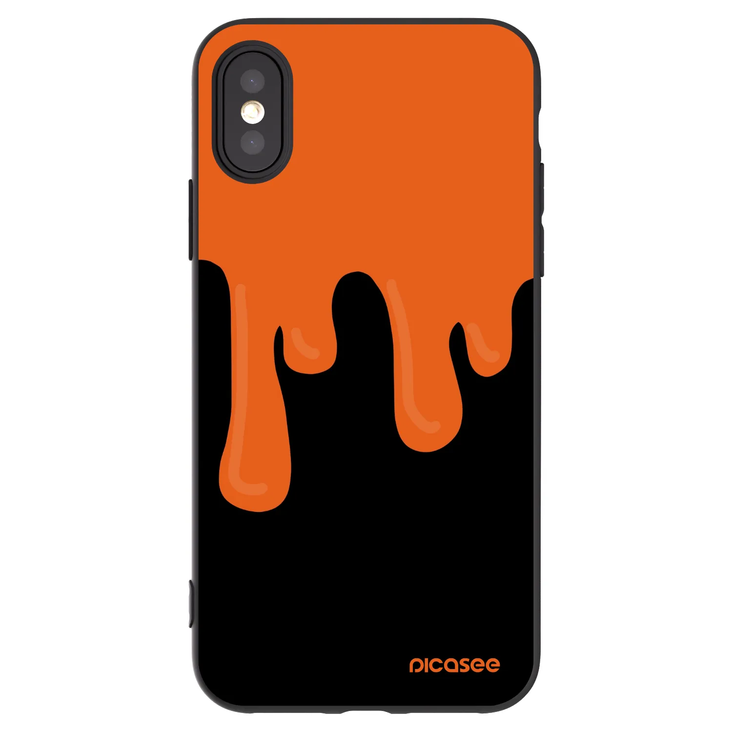 Picasee Μαύρη θήκη σιλικόνης για Apple iPhone X/XS - Orange spooky