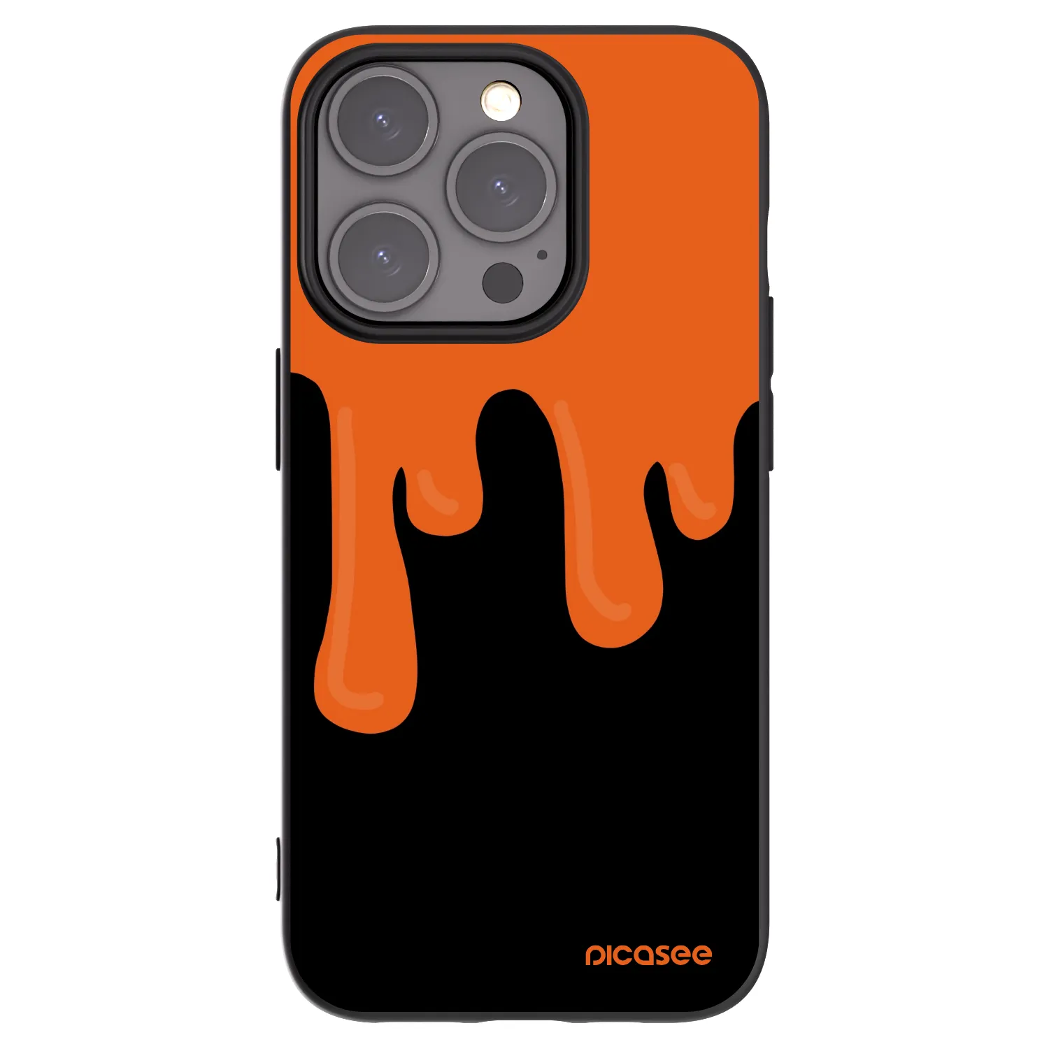 Picasee Μαύρη θήκη σιλικόνης για Apple iPhone 15 Pro - Orange spooky