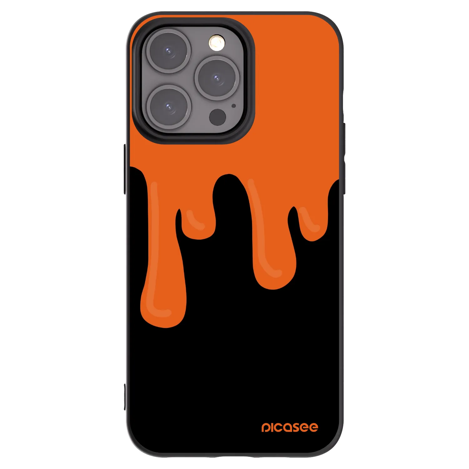 Picasee Μαύρη θήκη σιλικόνης για Apple iPhone 15 Pro Max - Orange spooky