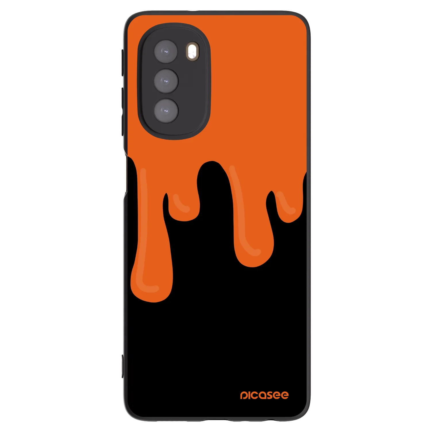 Picasee Μαύρη θήκη σιλικόνης για Motorola Moto G51 - Orange spooky