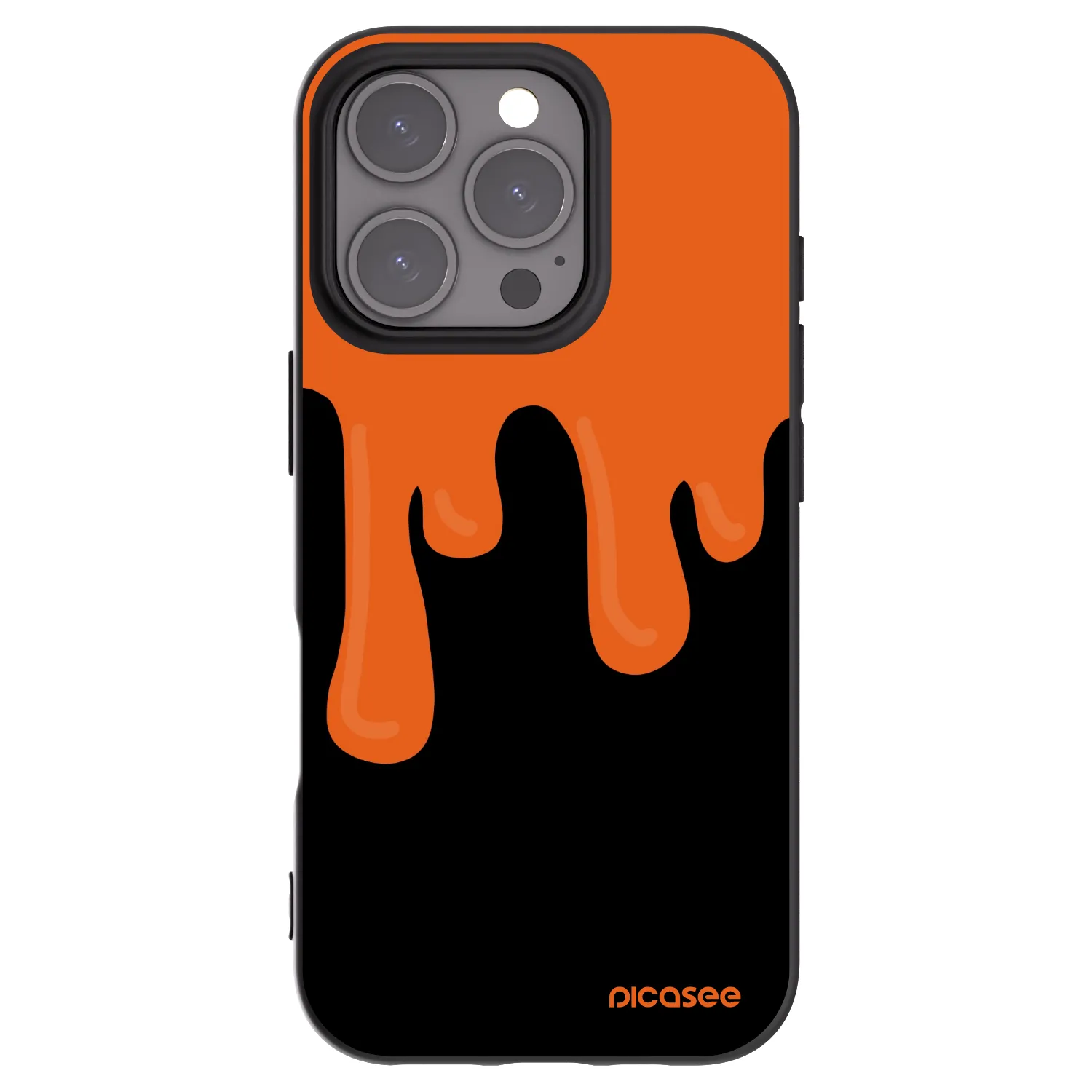 Picasee Μαύρη θήκη σιλικόνης για Apple iPhone 16 Pro - Orange spooky
