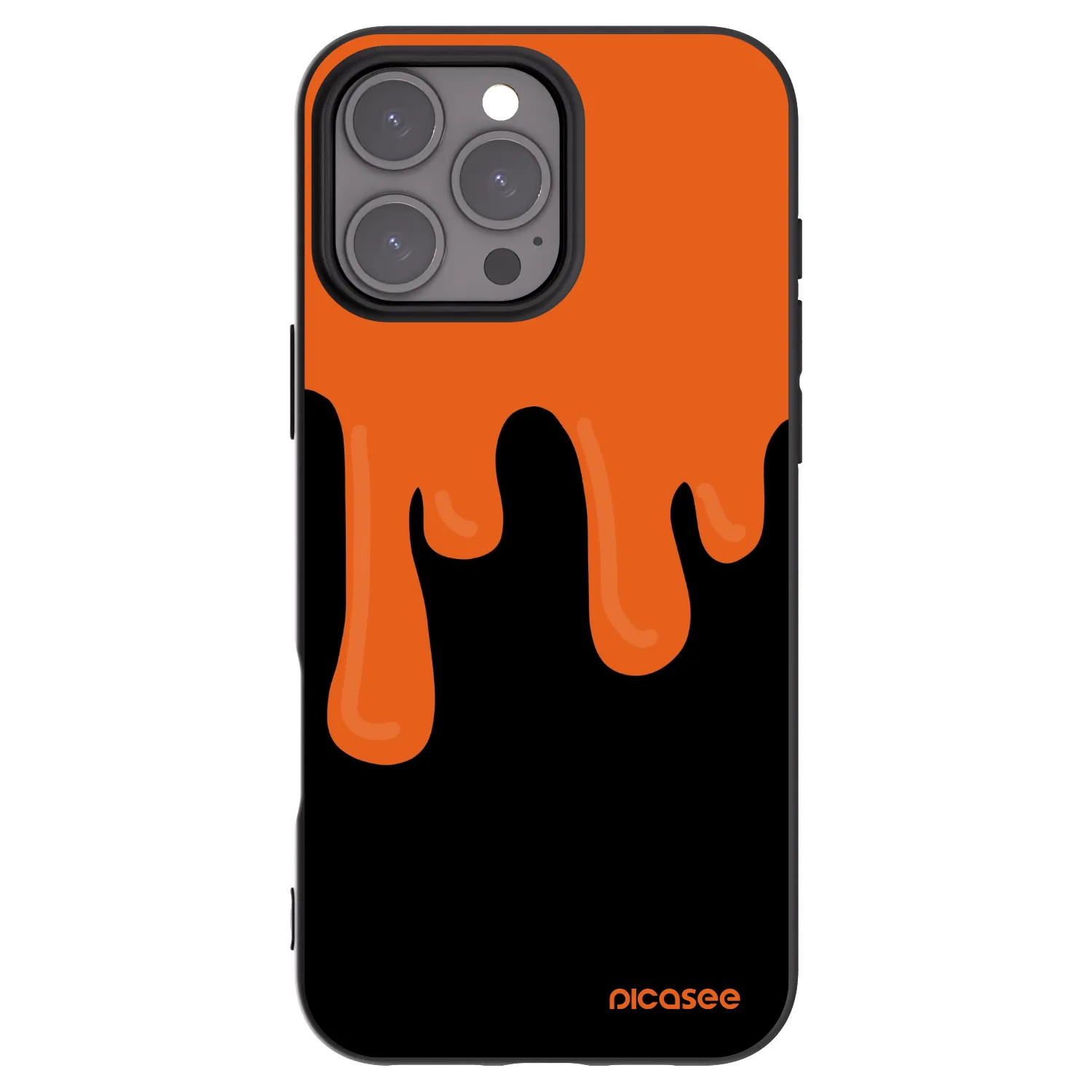 Picasee Μαύρη θήκη σιλικόνης για Apple iPhone 16 Pro Max - Orange spooky