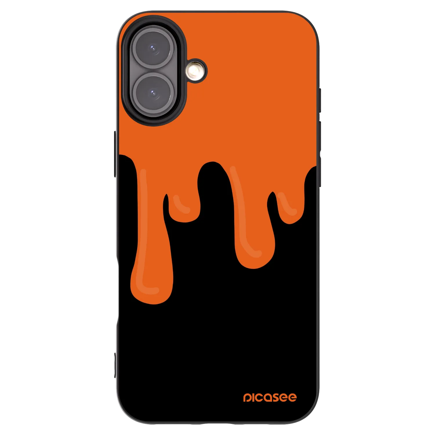 Picasee Μαύρη θήκη σιλικόνης για Apple iPhone 16 Plus - Orange spooky