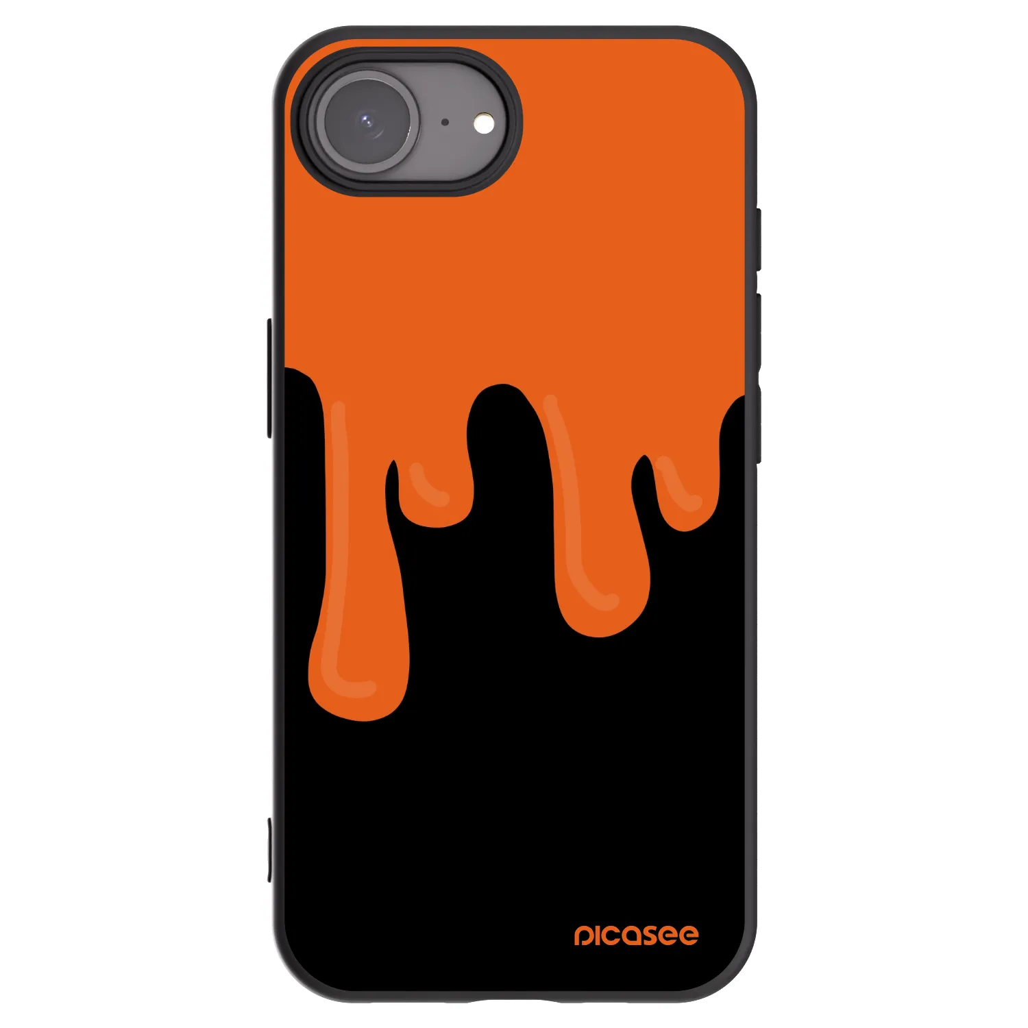 Picasee Μαύρη θήκη σιλικόνης για Apple iPhone 16e - Orange spooky