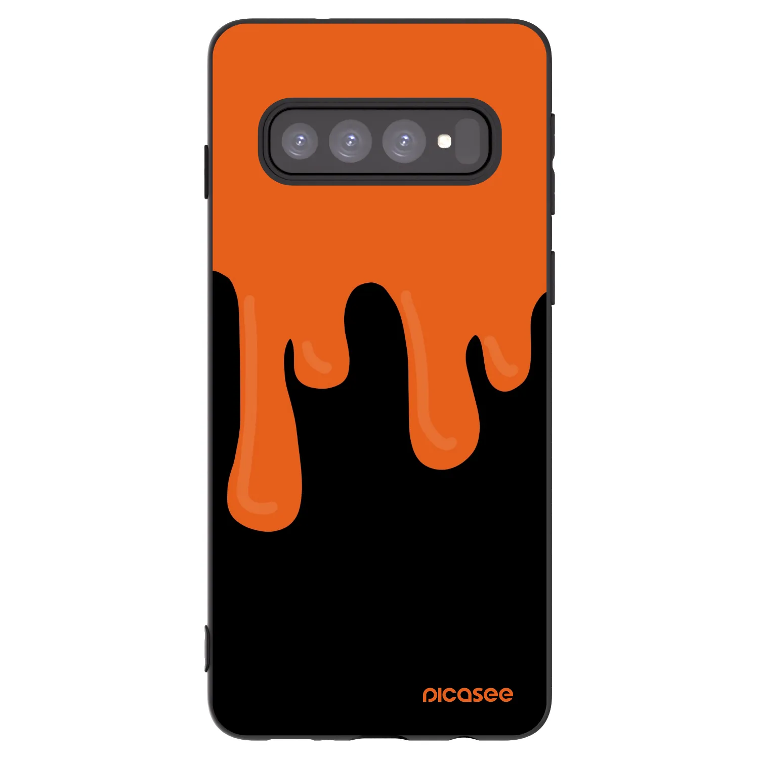 Picasee Μαύρη θήκη σιλικόνης για Samsung Galaxy S10 G973 - Orange spooky