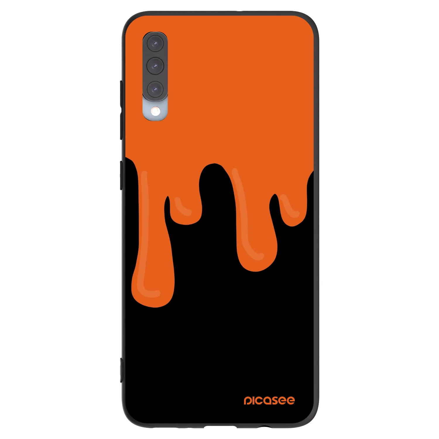 Picasee Μαύρη θήκη σιλικόνης για Samsung Galaxy A70 A705F - Orange spooky