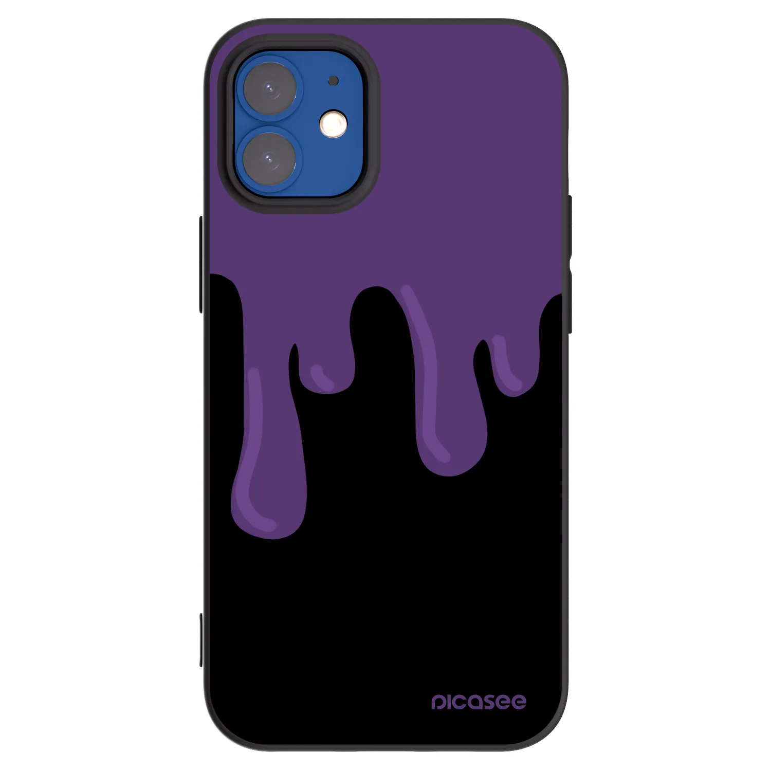 Picasee Μαύρη θήκη σιλικόνης για Apple iPhone 12 mini - Purple spooky