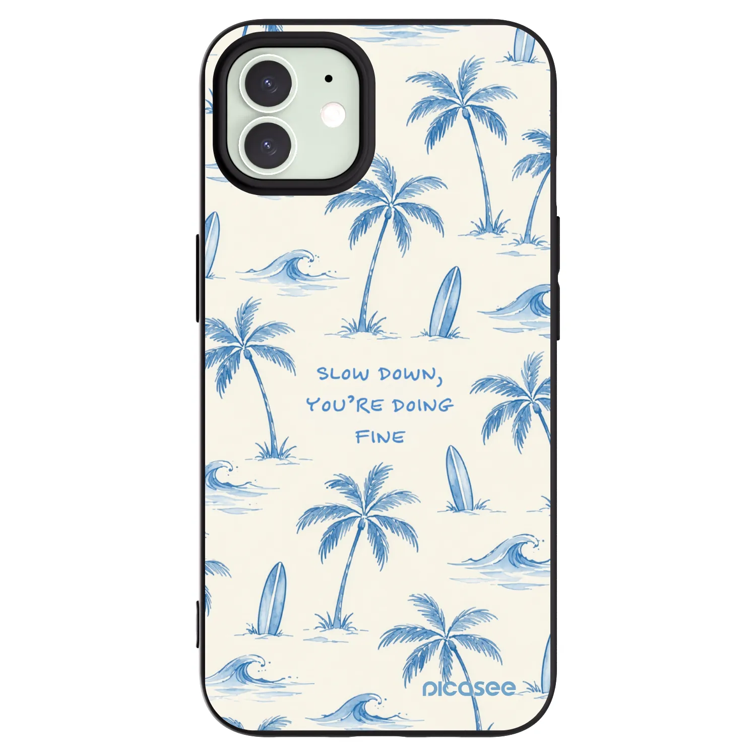 Picasee Μαύρη θήκη σιλικόνης για Apple iPhone 12 - Slow Tide