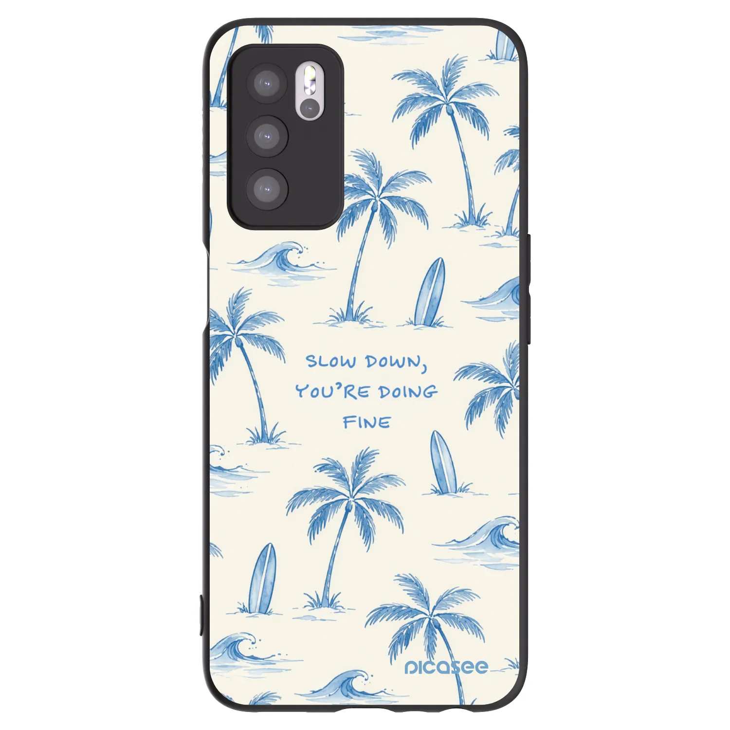 Picasee Μαύρη θήκη σιλικόνης για OPPO A16s - Slow Tide