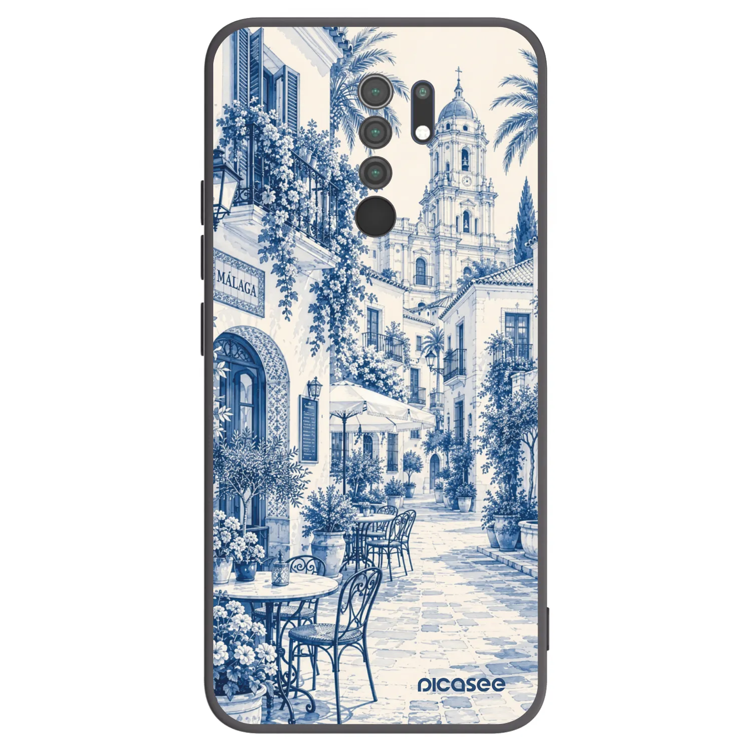 Picasee Μαύρη θήκη σιλικόνης για Xiaomi Redmi 9 - Calle Azul