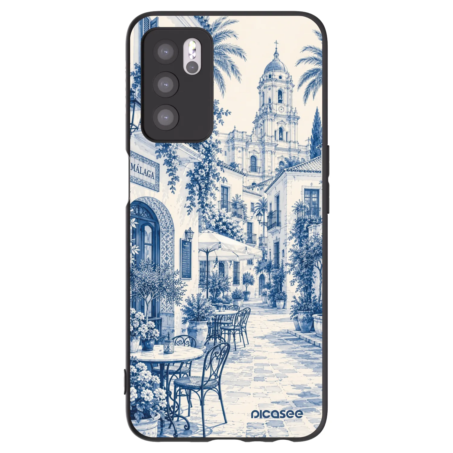 Picasee Μαύρη θήκη σιλικόνης για OPPO A16 - Calle Azul