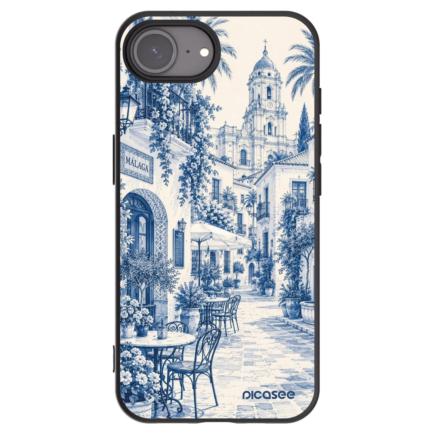 Picasee Μαύρη θήκη σιλικόνης για Apple iPhone 16e - Calle Azul