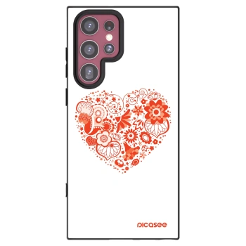 Picasee Μαύρη θήκη σιλικόνης για Samsung Galaxy S22 Ultra 5G - Big heart