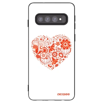 Picasee Μαύρη θήκη σιλικόνης για Samsung Galaxy S10 G973 - Big heart