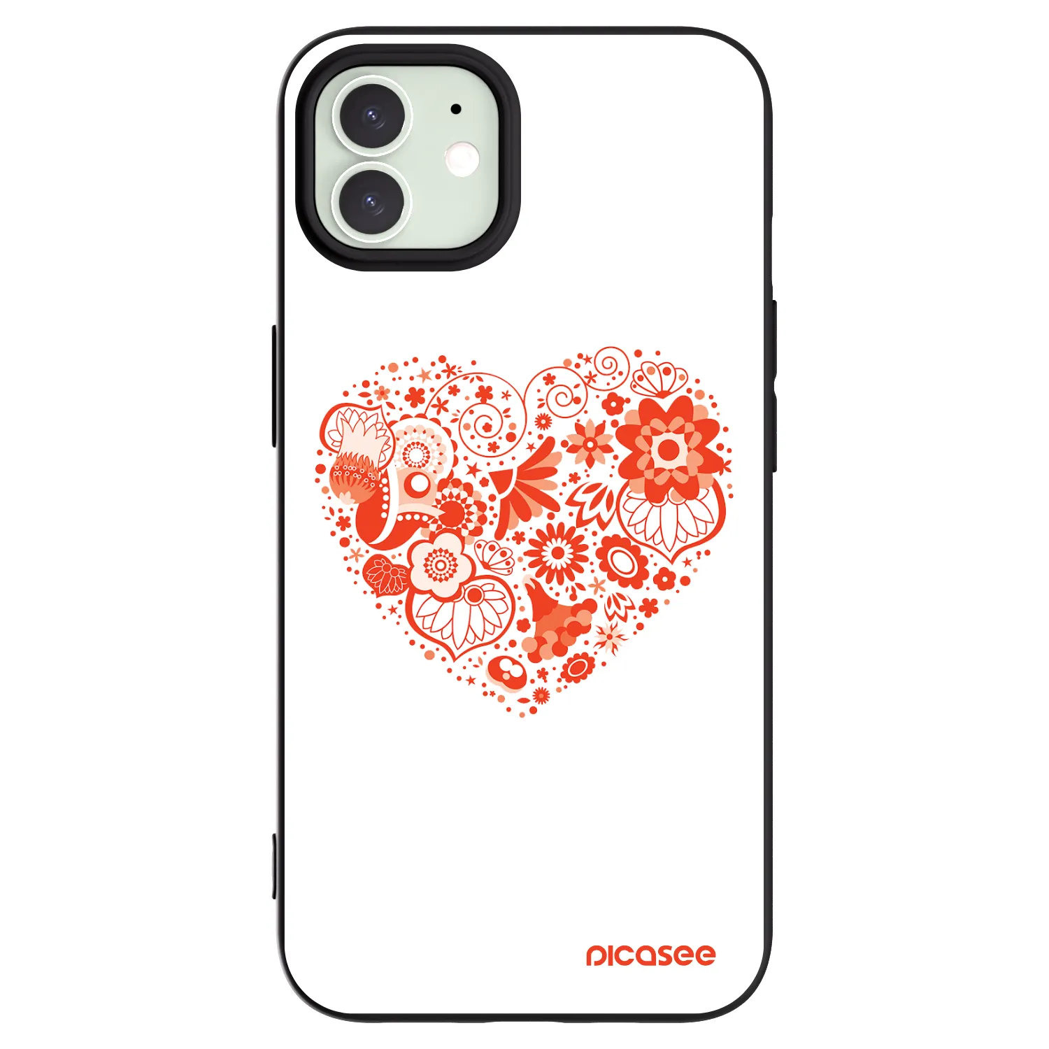Picasee Μαύρη θήκη σιλικόνης για Apple iPhone 12 - Big heart