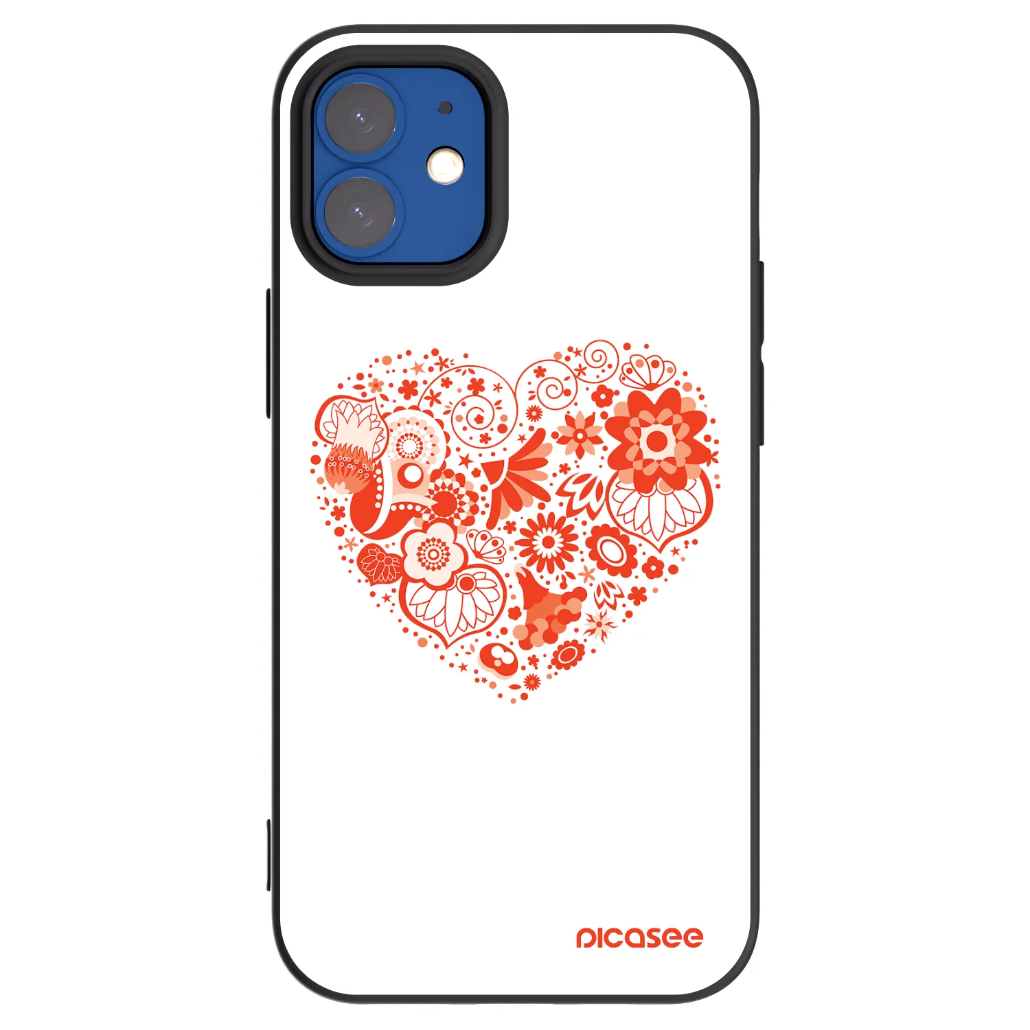Picasee Μαύρη θήκη σιλικόνης για Apple iPhone 12 mini - Big heart