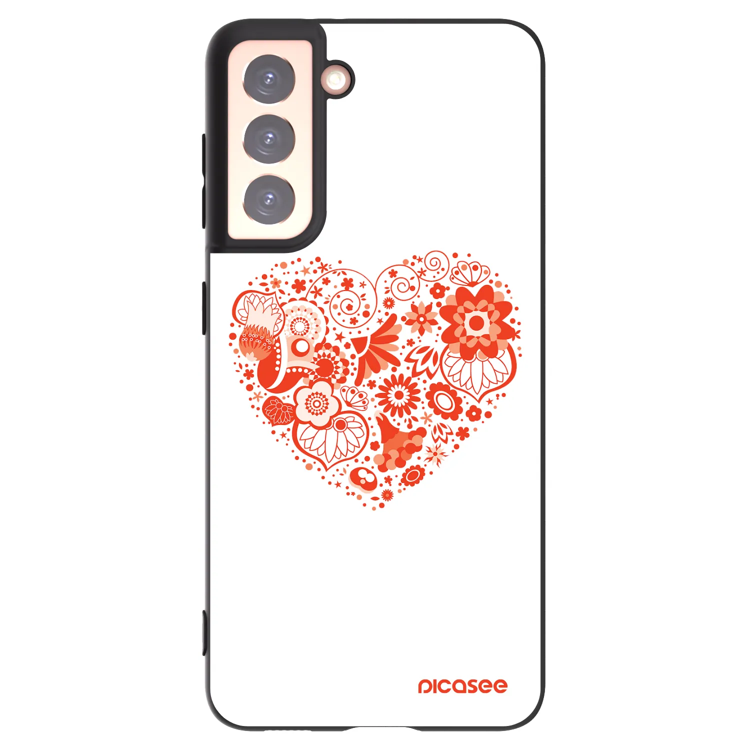 Picasee Μαύρη θήκη σιλικόνης για Samsung Galaxy S21 5G G991B - Big heart