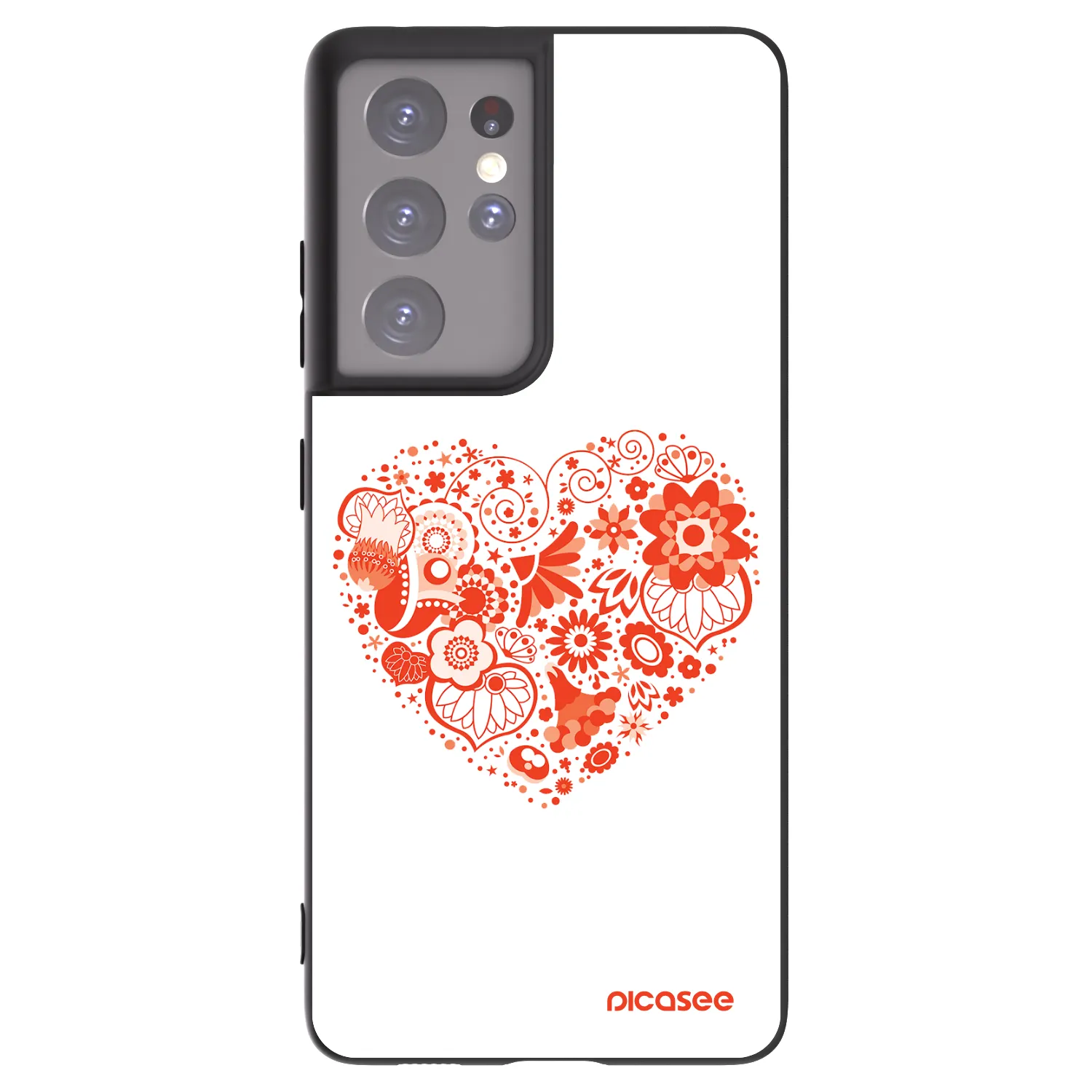 Picasee Μαύρη θήκη σιλικόνης για Samsung Galaxy S21 Ultra 5G G998B - Big heart