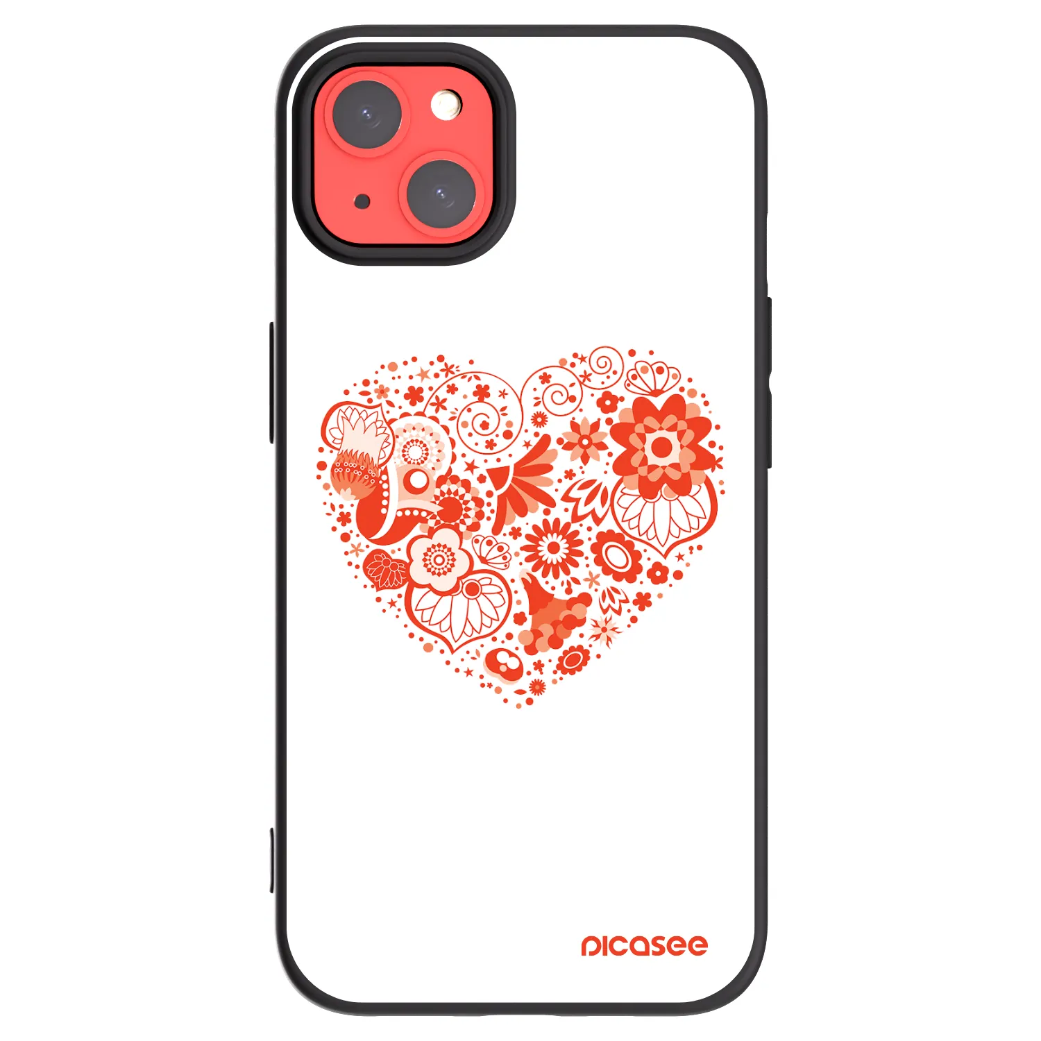 Picasee Μαύρη θήκη σιλικόνης για Apple iPhone 13 - Big heart