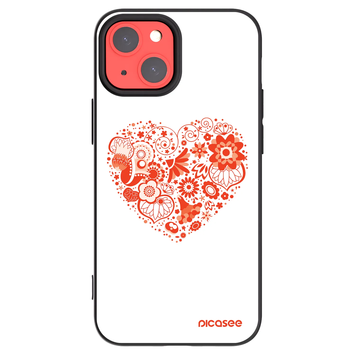 Picasee Μαύρη θήκη σιλικόνης για Apple iPhone 13 mini - Big heart