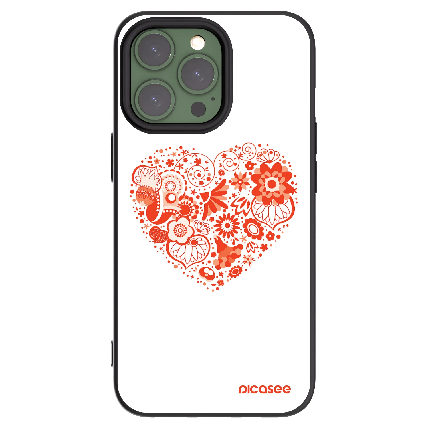 Picasee Μαύρη θήκη σιλικόνης για Apple iPhone 13 Pro - Big heart
