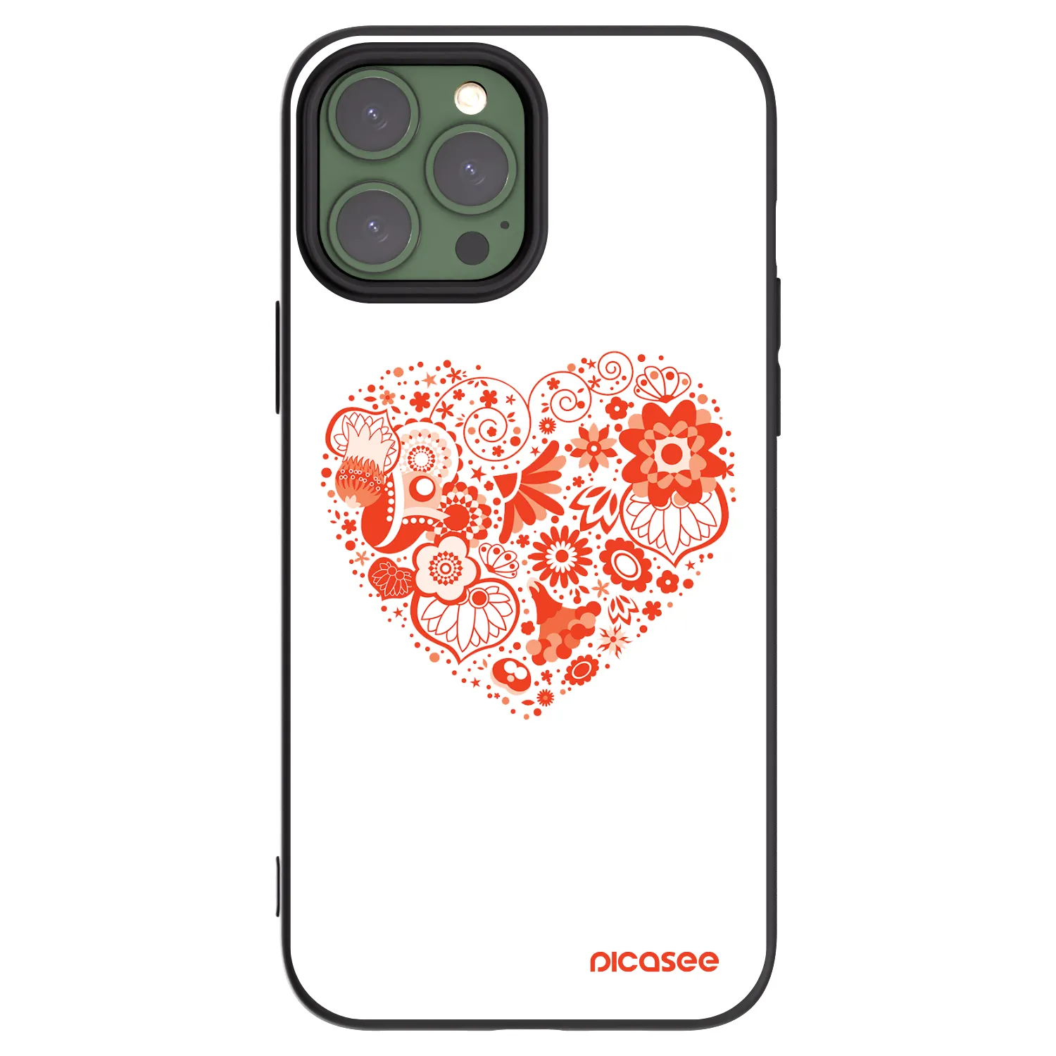 Picasee Μαύρη θήκη σιλικόνης για Apple iPhone 13 Pro Max - Big heart