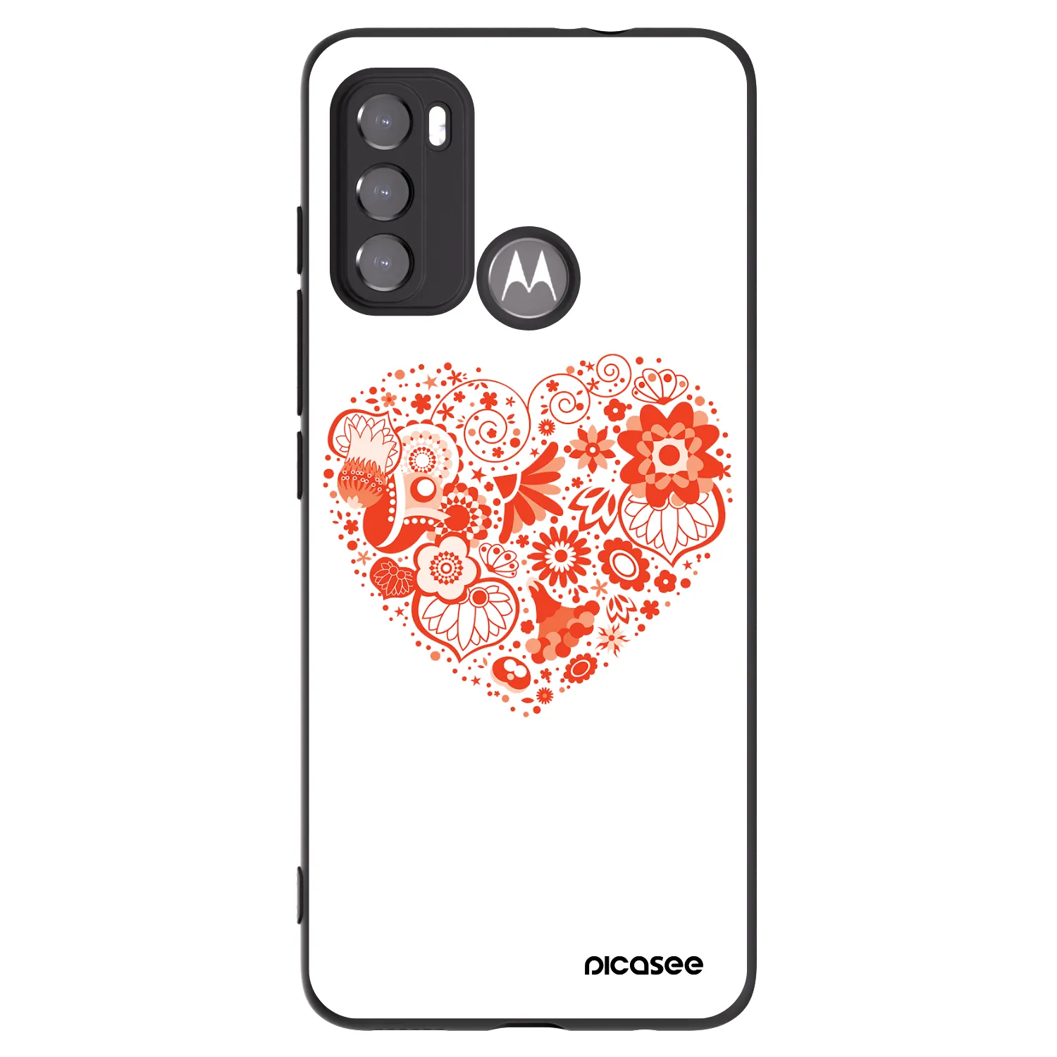 Picasee Μαύρη θήκη σιλικόνης για Motorola Moto G60 - Big heart