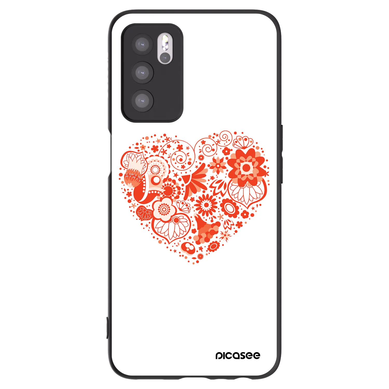 Picasee Μαύρη θήκη σιλικόνης για OPPO A16 - Big heart