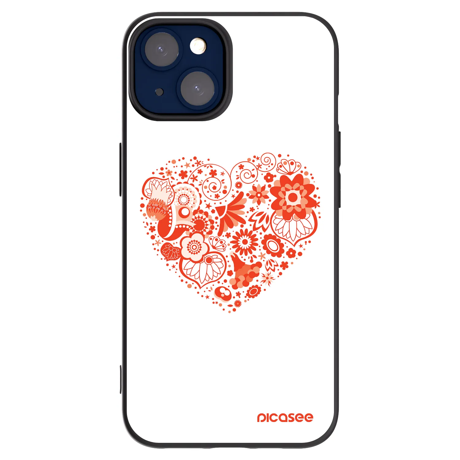 Picasee Μαύρη θήκη σιλικόνης για Apple iPhone 14 - Big heart