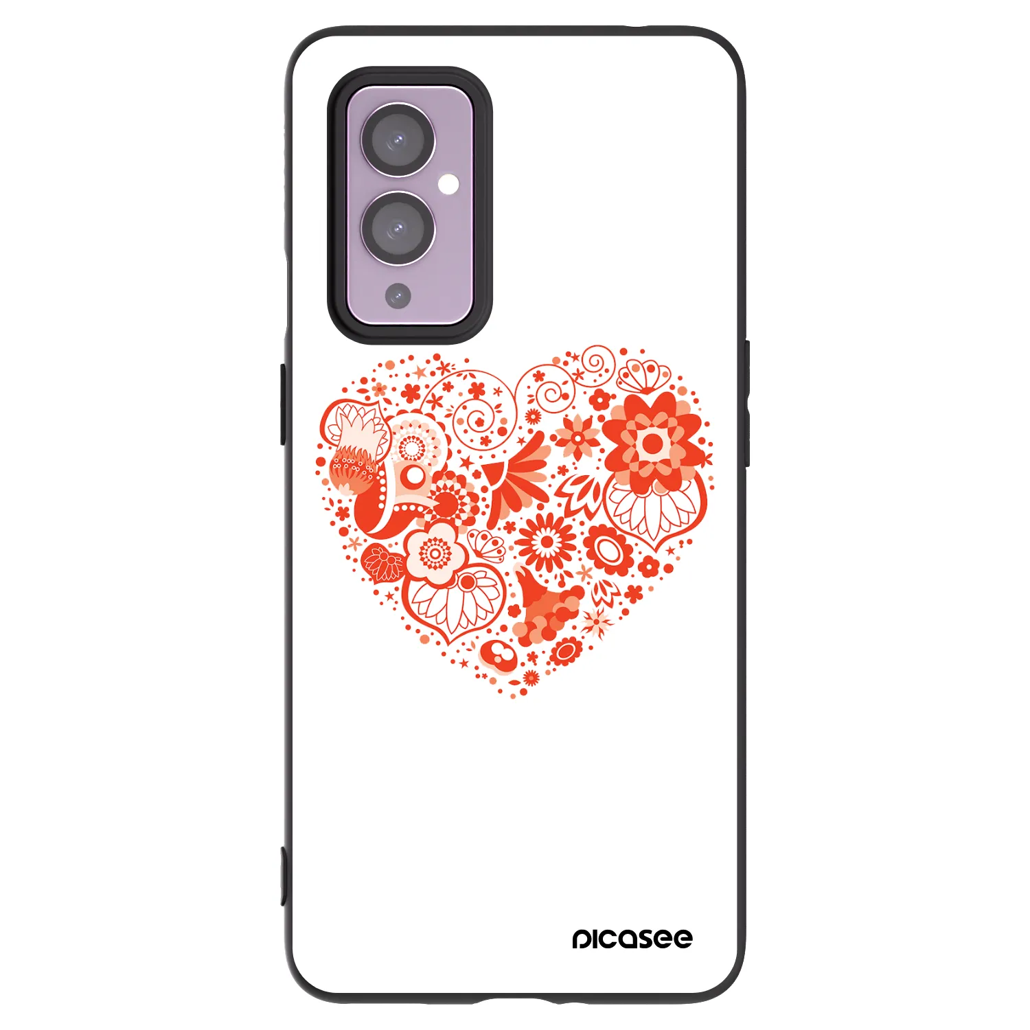 Picasee Μαύρη θήκη σιλικόνης για OnePlus 9 - Big heart