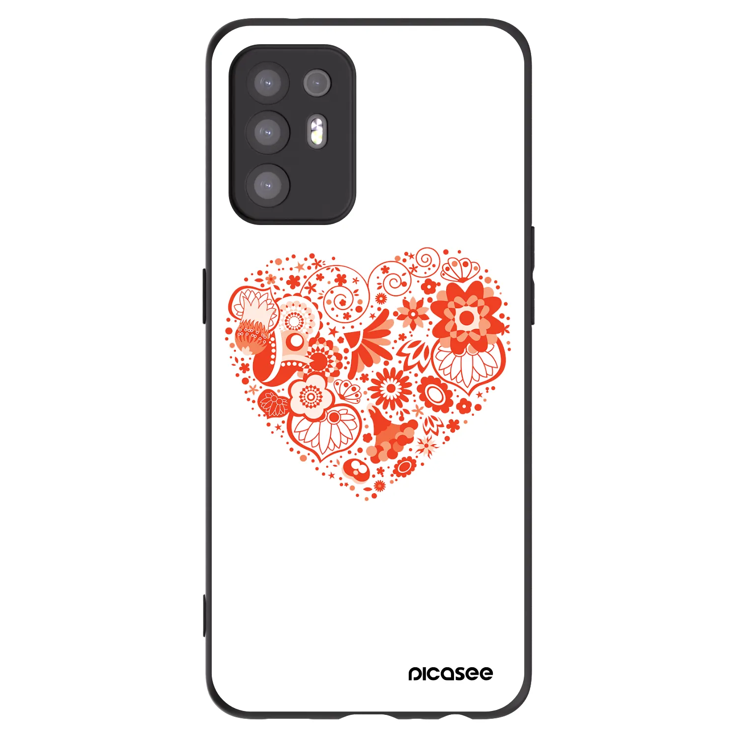 Picasee Μαύρη θήκη σιλικόνης για OPPO A94 5G - Big heart