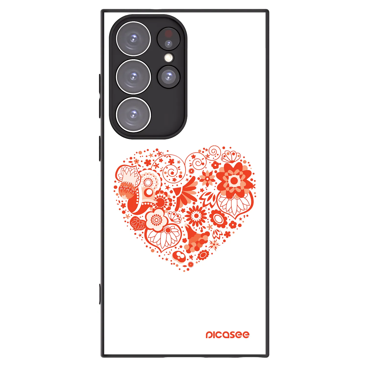 Picasee Μαύρη θήκη σιλικόνης για Samsung Galaxy S23 Ultra 5G - Big heart