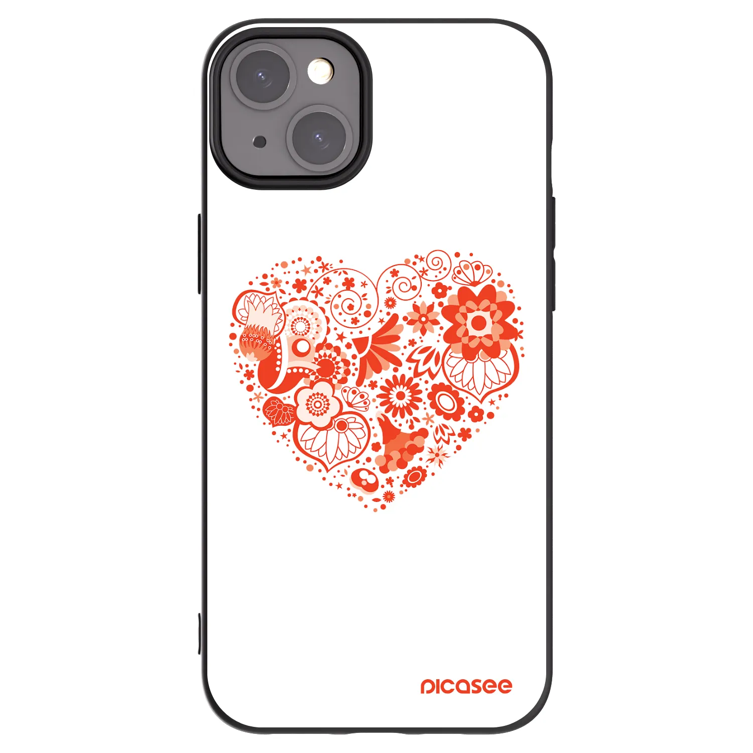 Picasee Μαύρη θήκη σιλικόνης για Apple iPhone 15 Plus - Big heart
