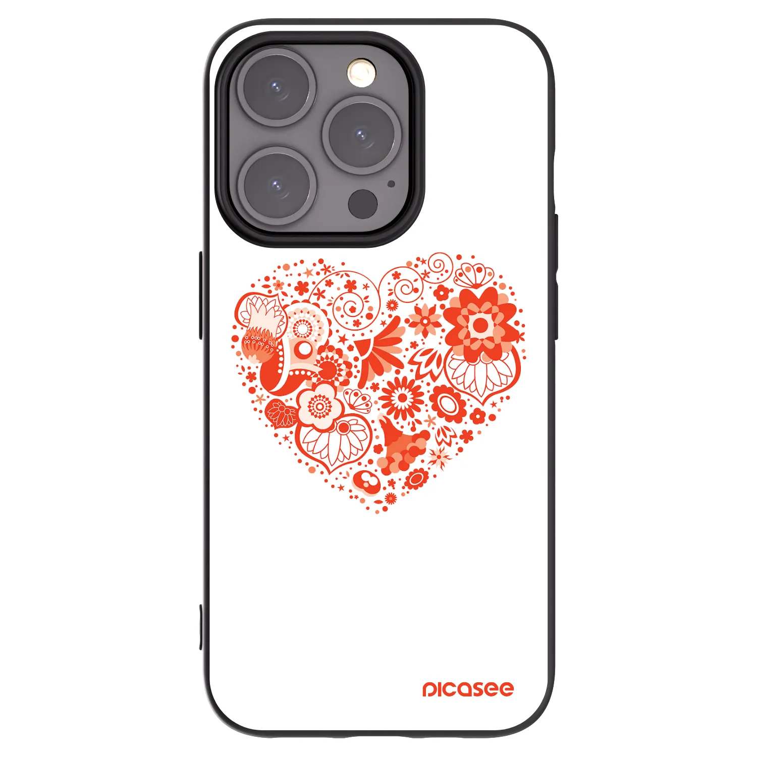 Picasee Μαύρη θήκη σιλικόνης για Apple iPhone 15 Pro - Big heart