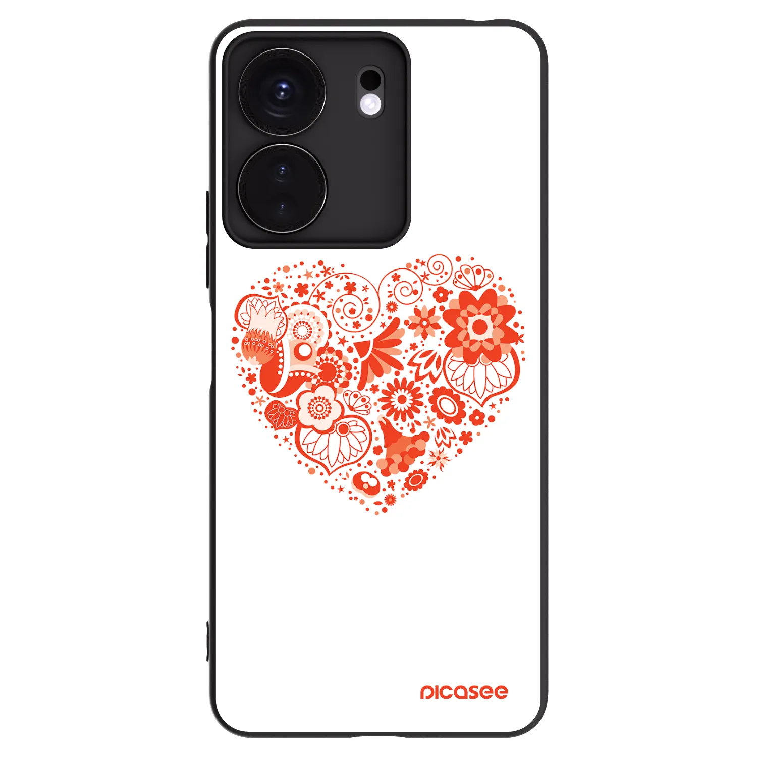 Picasee Μαύρη θήκη σιλικόνης για Xiaomi Redmi 13C 4G - Big heart
