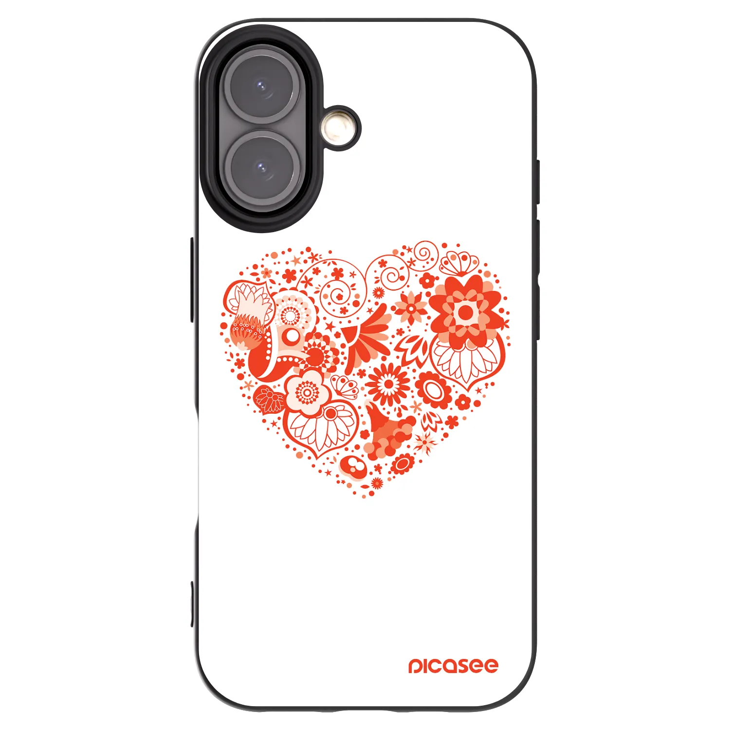 Picasee Μαύρη θήκη σιλικόνης για Apple iPhone 16 - Big heart