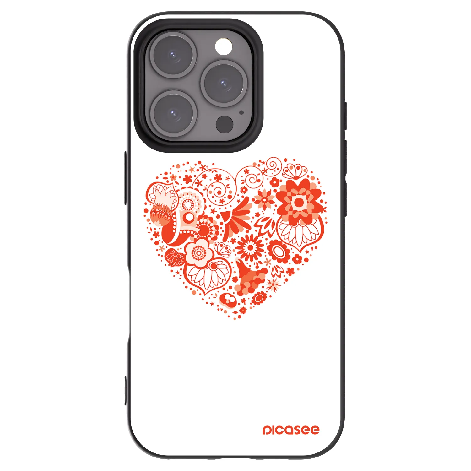 Picasee Μαύρη θήκη σιλικόνης για Apple iPhone 16 Pro - Big heart