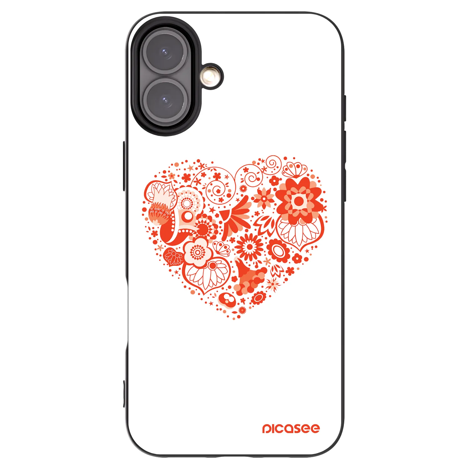 Picasee Μαύρη θήκη σιλικόνης για Apple iPhone 16 Plus - Big heart