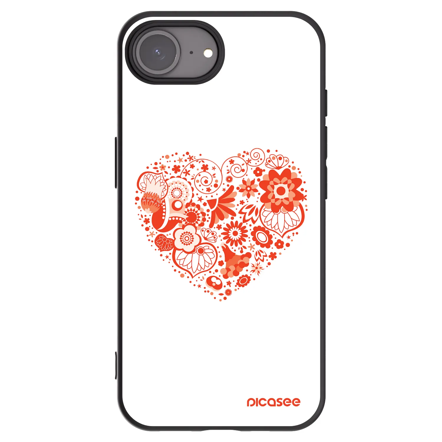 Picasee Μαύρη θήκη σιλικόνης για Apple iPhone 16e - Big heart
