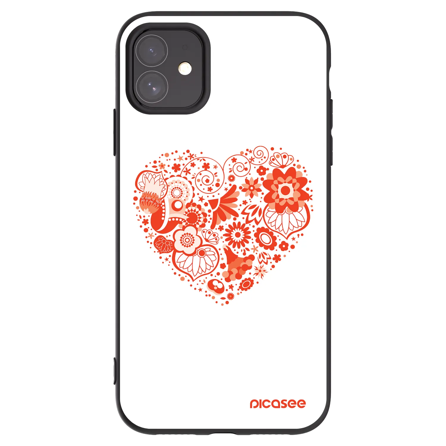 Picasee Μαύρη θήκη σιλικόνης για Apple iPhone 11 - Big heart