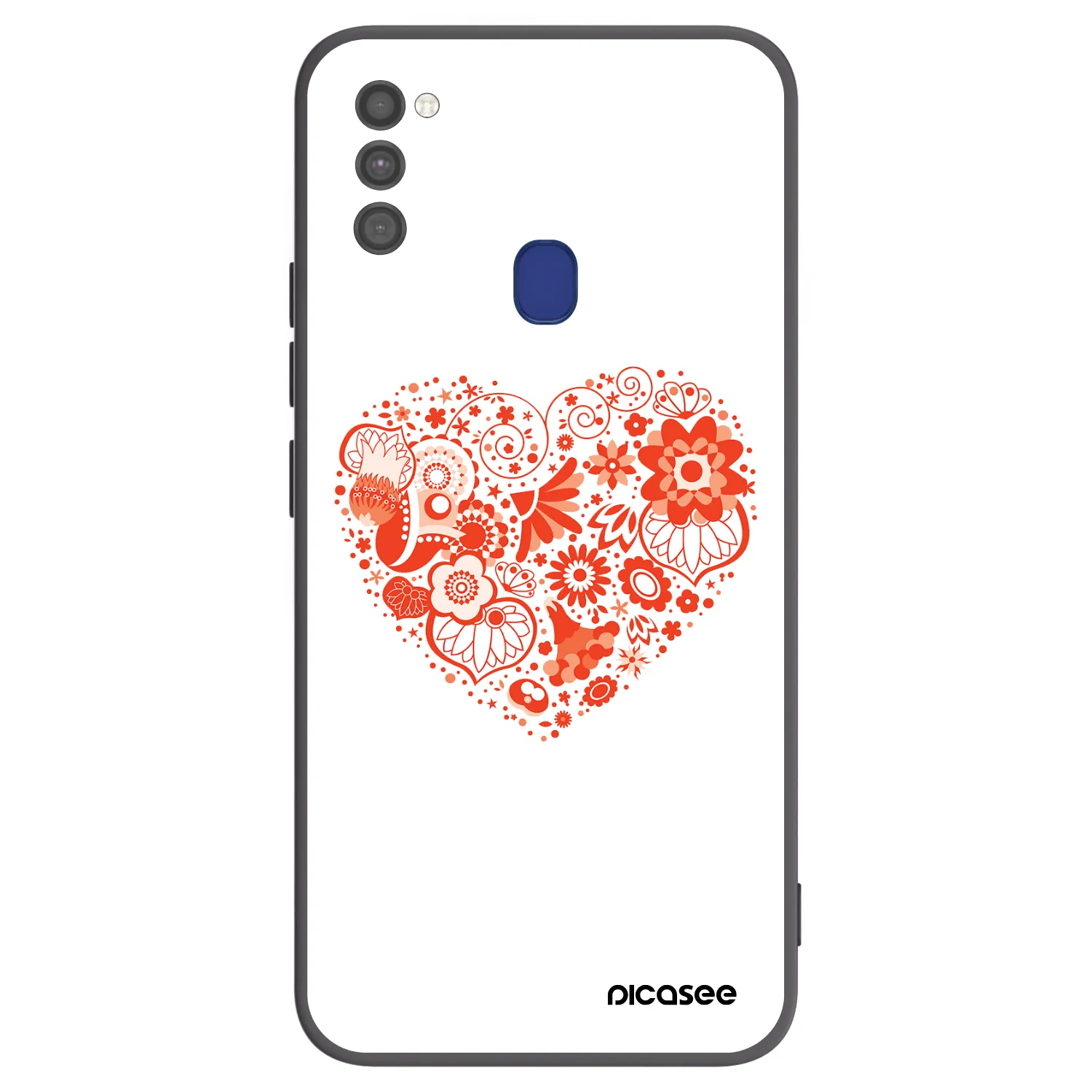 Picasee Μαύρη θήκη σιλικόνης για Samsung Galaxy M21 M215F - Big heart